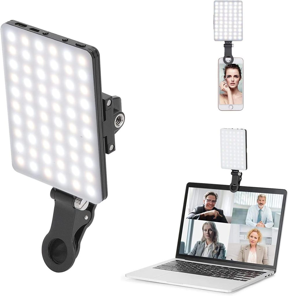 Newmowa USB LED Video Light,3200-5600K 3 Light Modes and Brightness 10-Level Dimmable CRI95+ Selfie Light with Phone clip,built-in Rechargeable Batteries for Phone, iPhone, Android, iPad, Laptop