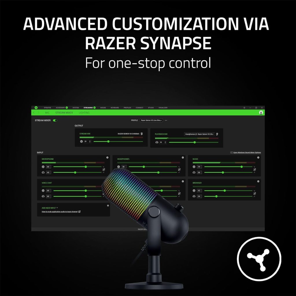 Razer Seiren Mini - USB Condenser Microphone for Streaming (Compact with Supercardioid Polar Pattern, Tiltable Stand, Integrated Shock Absorber) Black