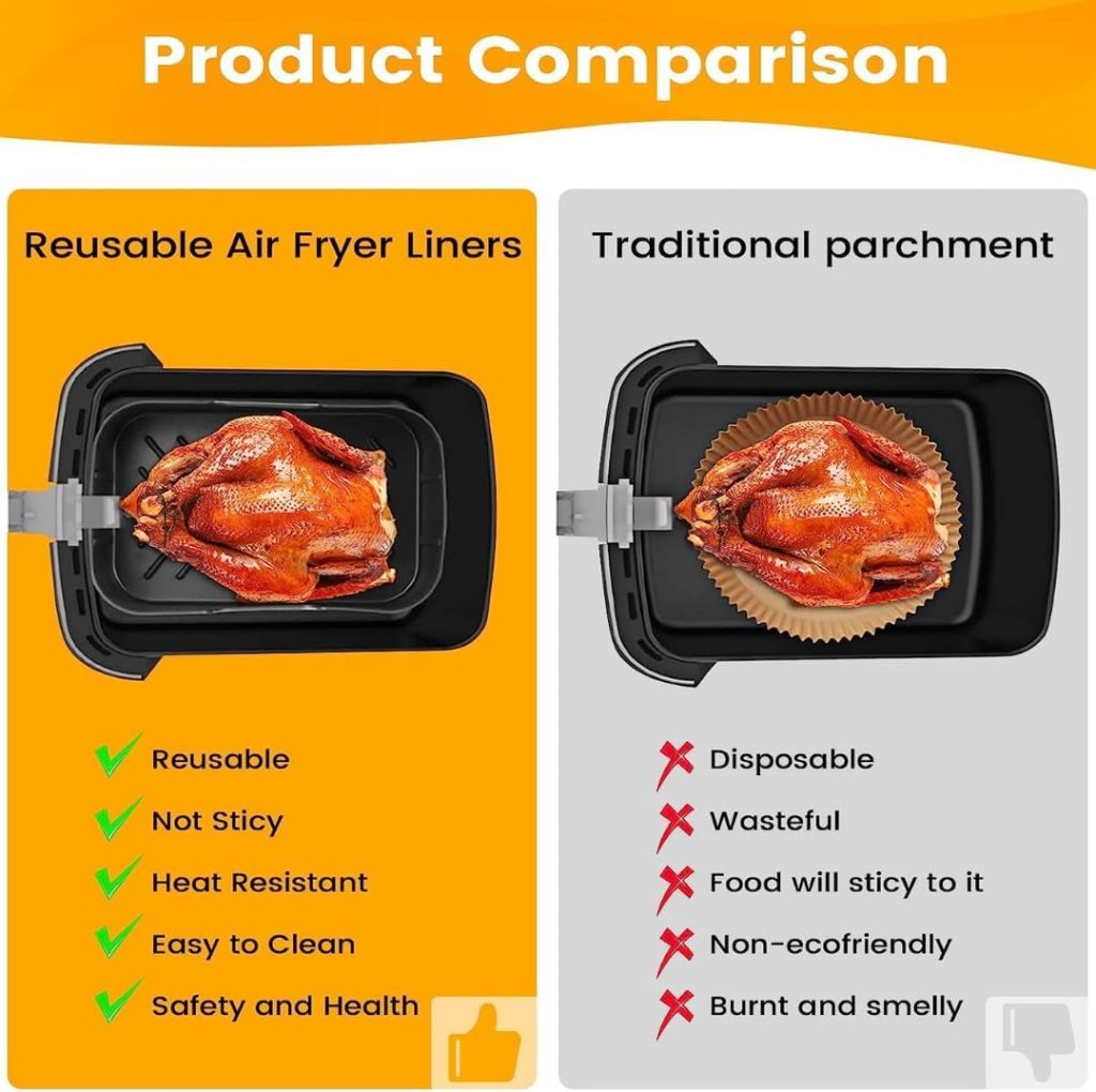Silicone Air Fryer Liners for Ninja Air Fryer Dual Pack of 2, Reusable Air Fryer Silicone Liner for Ninja Air Fryer Accessories, Airfryer Liners Airfryer Accessories for Ninja Dual Air Fryer (Style 1)