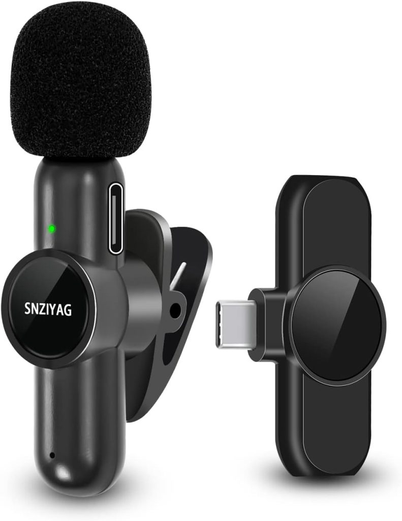 SNZIYAG Wireless Lavalier Microphone for Android Phone,Plug-Play Wireless Mic for video Recording,Professional Lav Mic for YouTube,TikTok,Clip-on Microphones for Live Streaming（USB-C）