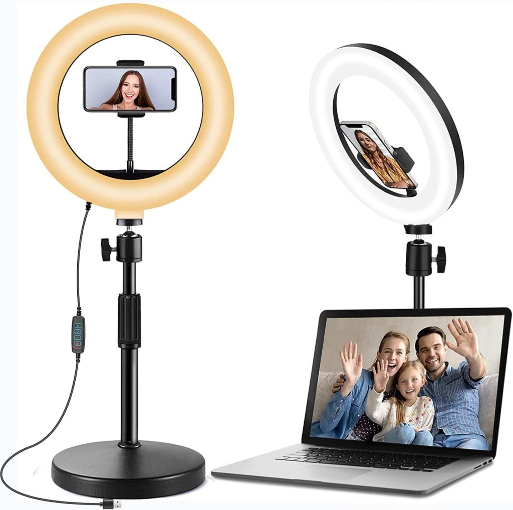 SRIKEKL Selfie Ring Light with Stand and Phone Holder, 10.5 Desktop LED Circle Light for Laptop,Computer, Lighting Kit Gifts for Live Streaming/Laptop Video Conference/Makeup/YouTube/Tiktok/Vlog