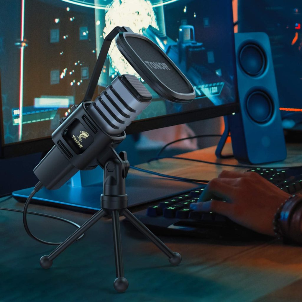 TONOR USB Microphone, Cardioid Condenser Computer PC Mic with Tripod Stand, Pop Filter, Shock Mount for Gaming, Streaming, Podcasting, YouTube, Twitch, Discord, Compatible with Laptop Desktop, TC30