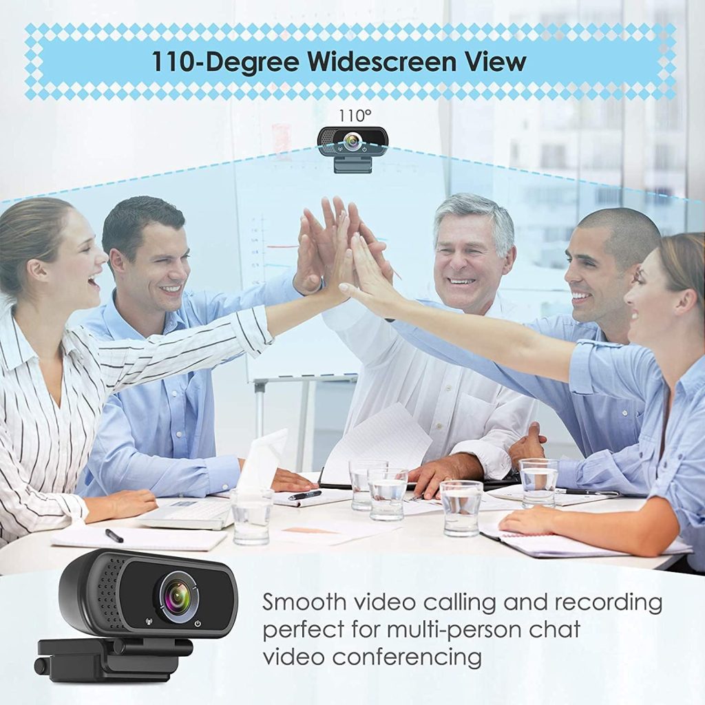 Webcam HD 1080p Web Camera, USB PC Computer Webcam with Microphone, Laptop Desktop Video Webcam 110 Degree Widescreen, Pro Streaming Webcam for Recording, Calling, Conferencing, Gaming