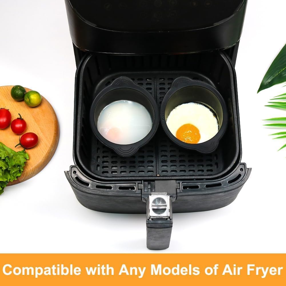 YQL Ramekins for Air Fryer, 3PCS Air Fryer Egg Moulds Silicone Air Fryer Accessories Egg Poachers for Air Fryer Silicone Moulds for Ninja/Tower/Cosori/Tefal Air Fryer