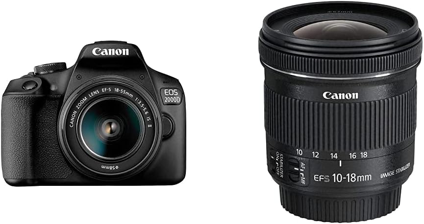 Canon EOS 2000D DSLR Camera and EF-S 18-55 mm f/3.5-5.6 IS II Lens - Black