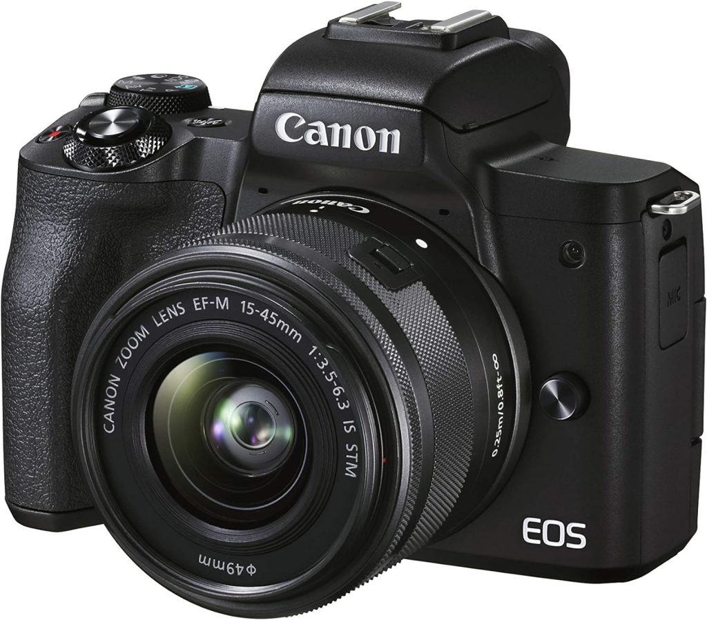 Canon EOS M50 Mark II + EF-M 15-45mm f/3.5-6.3 IS STM (Black) - Mirrorless camera built for content creators and streamers (4K, Vari-Angle screen, HDMI output, mic connection, YouTube live streaming)