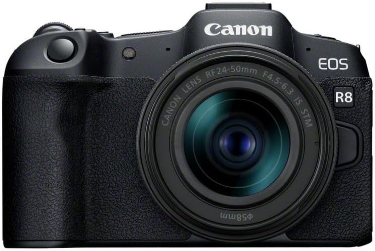 Canon EOS R8 + RF 24-50mm F4.5-6.3 - Mirrorless Digital Camera - 24.2 MP Full-Frame CMOS Image Sensor - Dual Pixel CMOS AF II - In-Camera Compositing - LCD Touchscreen - UVC/UAC Compatible