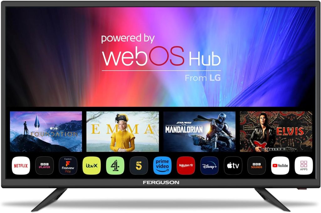 Ferguson 32 inch Smart WebOS HD Ready TV with Freeview Play FreeSat, Bluetooth, Disney+, Netflix, Apple TV+, Prime Video, Paramount+, BBC iPlayer Made in the UK (2023 model)           [Energy Class F]