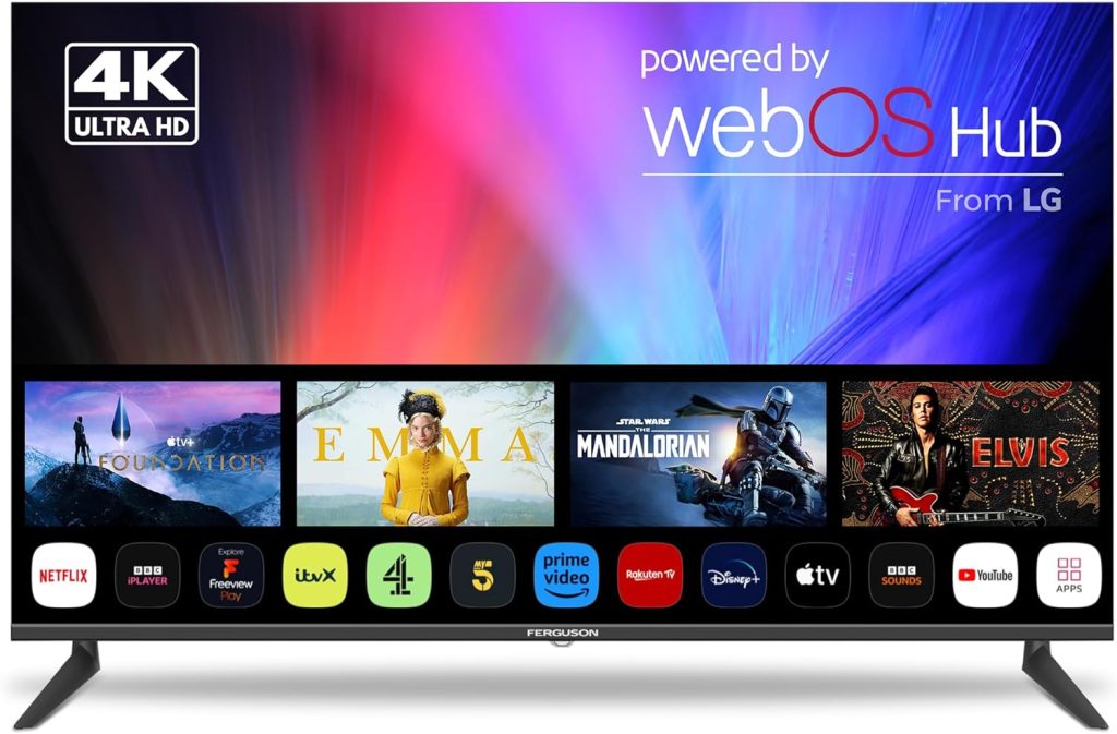 Ferguson 32 inch Smart WebOS HD Ready TV with Freeview Play FreeSat, Bluetooth, Disney+, Netflix, Apple TV+, Prime Video, Paramount+, BBC iPlayer Made in the UK (2023 model)           [Energy Class F]