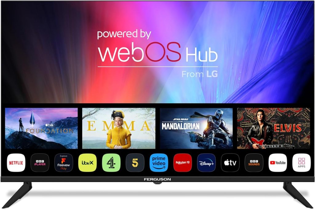 Ferguson 32 inch Smart WebOS HD Ready TV with Freeview Play FreeSat, Bluetooth, Disney+, Netflix, Apple TV+, Prime Video, Paramount+, BBC iPlayer Made in the UK (2023 model)           [Energy Class F]