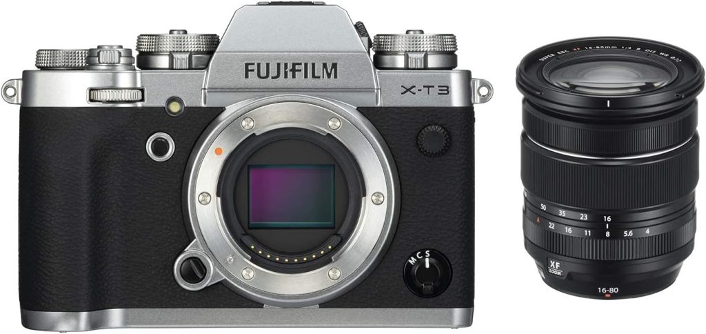 Fujifilm X-T3 Mirrorless Digital Camera, Silver with Fujinon XF16-80mmF4 R WR Optical Image Stabiliser Lens Kit