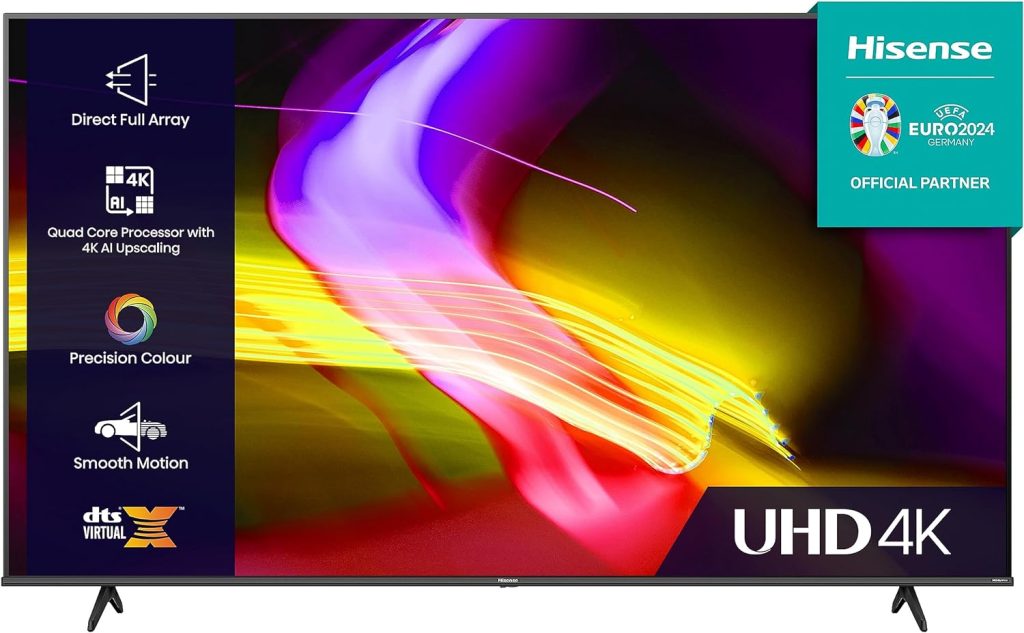 Hisense 50 Inch UHD VIDAA Smart TV 50E6KTUK - Dolby Vision, Pixel Tuning, Voice Remote, Share to TV and Youtube, Freeview Play, Netflix and Disney (2023 New Model), Operating System           [Energy Class G]