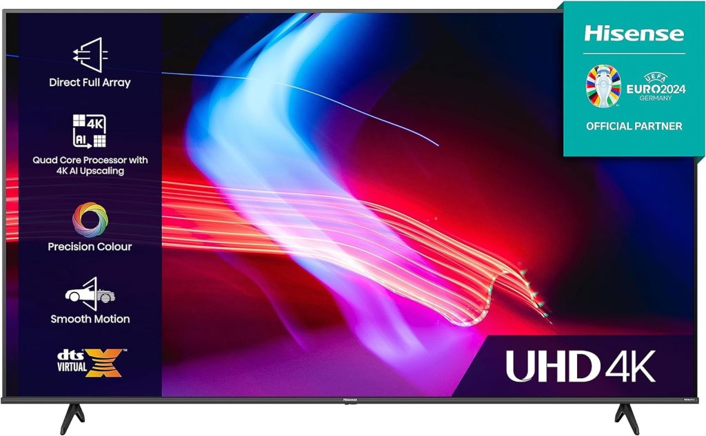 Hisense 50 Inch VIDAA Smart TV 50A6KTUK - Dolby Vision, Pixel Tuning, Voice Remote, Share to TV, and Youtube, Freeview Play, Netflix and Disney (2023 New Model), Operating System VIDAA