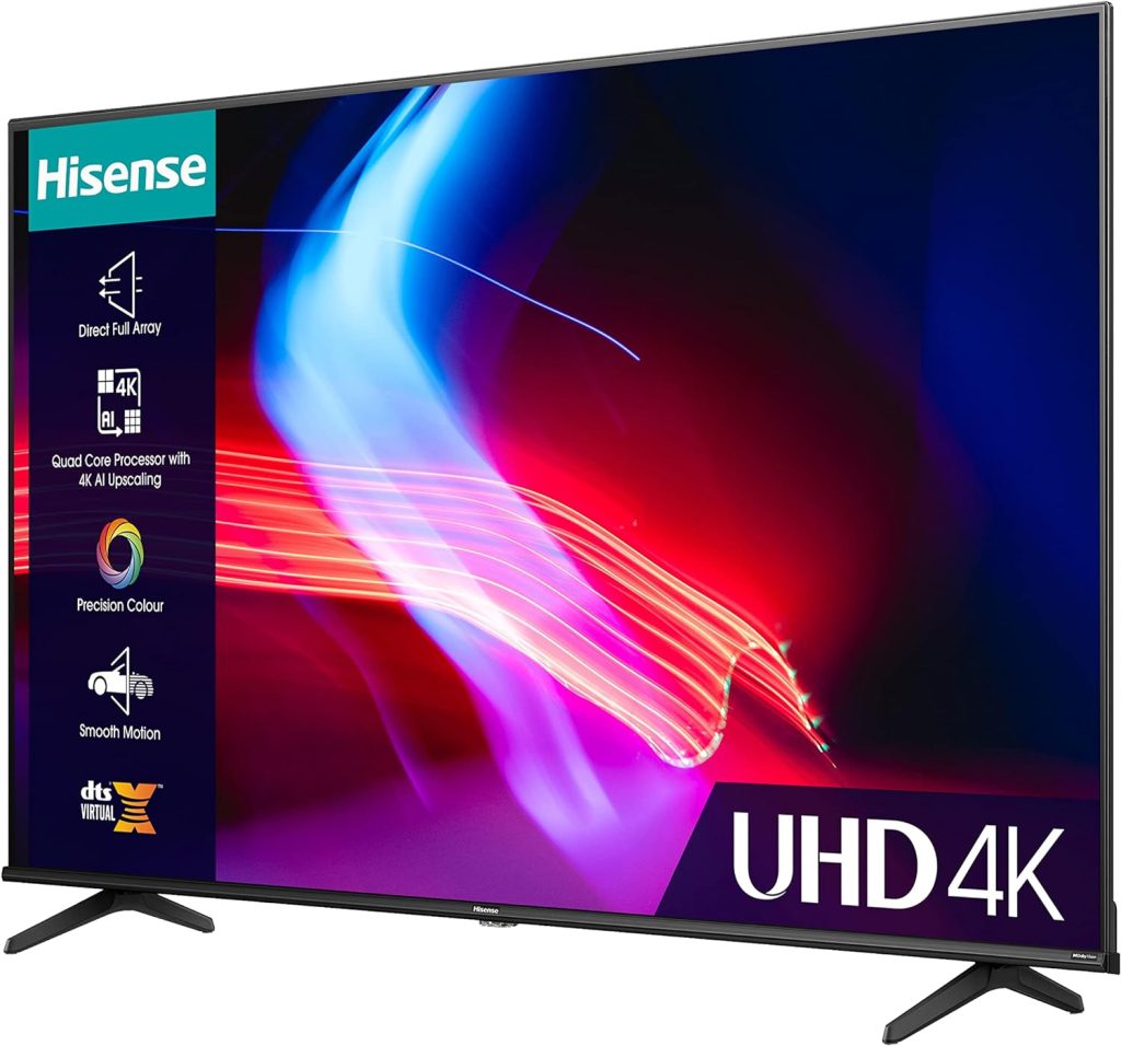 Hisense 50 Inch VIDAA Smart TV 50A6KTUK - Dolby Vision, Pixel Tuning, Voice Remote, Share to TV, and Youtube, Freeview Play, Netflix and Disney (2023 New Model), Operating System VIDAA