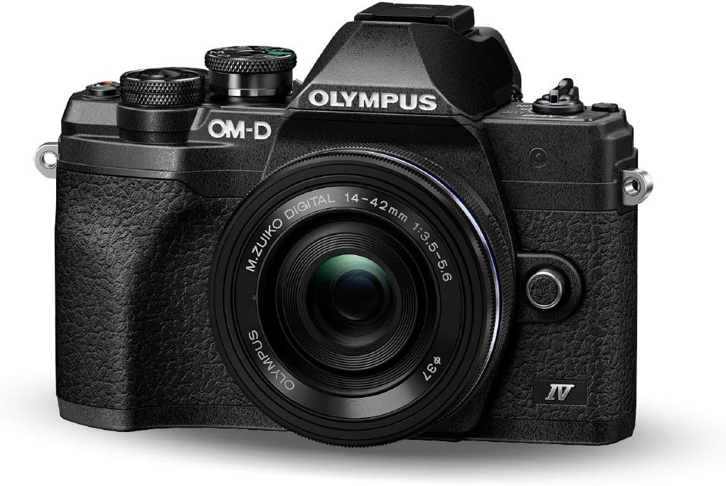 Olympus OM-D E-M10 Mark IV Micro Four Thirds System Camera Kit, 20 MP sensor, electronic viewfinder, 4K video, powerful AF, Wi-Fi, black incl. M.Zuiko Digital ED 14‑42mm F3.5‑5.6 EZ Pancake black