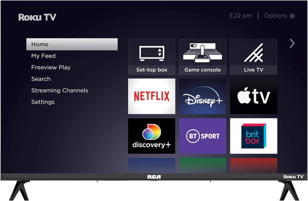 RCA Roku TV 32 Smart TV, RK32HN1 32 Inch HD TV with Apple TV+ BBC Netflix Freeview, DVB-T2/T Dolby Audio HDMI USB, Ideal Television for Small Lounge