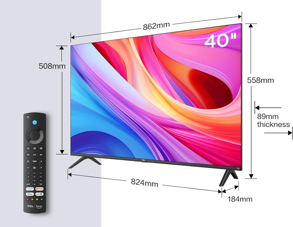 TCL 32SF540K 32-inch FHD Smart Television - HDR  HLG-Dolby Audio-DTS Virtual X/DTS-HD-Metal Bezel-less-Dual-band Wifi 5-with Fire OS 7 system           [Energy Class F]