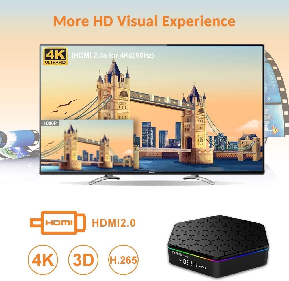 Android 12.0 TV Box, T95Z Plus Android Box 4GB RAM 32GB ROM Allwinner H618 Quad core 64-bit Support HD 6K/ 3D/ H.265 Ethernet 2.4/5G Dual WiFi BT 5.0