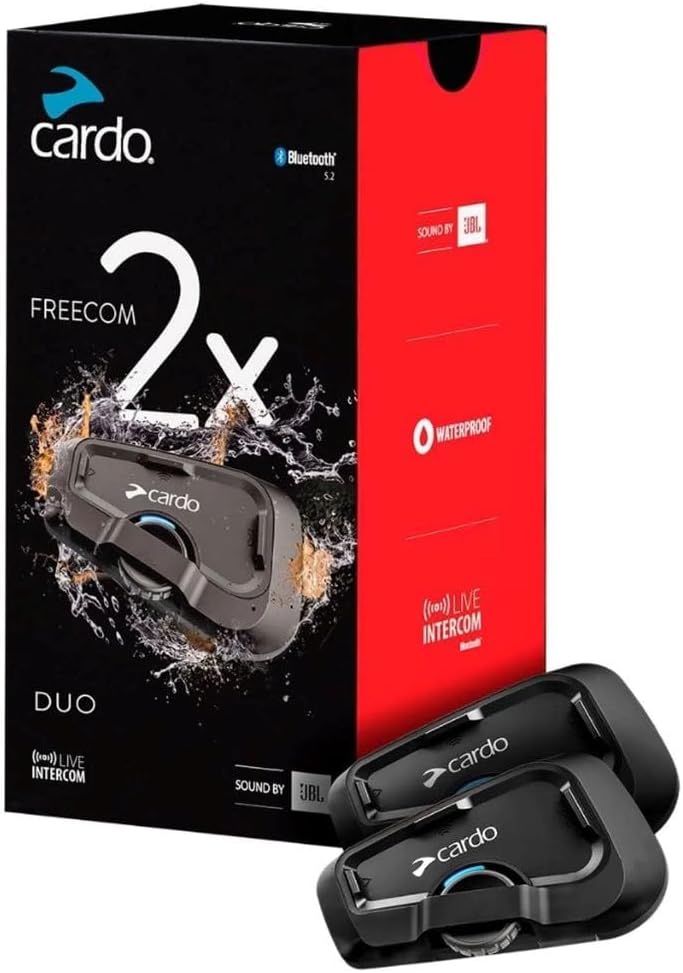 Cardo FRC2X103 Freecom 2X Motorcycle 2-Way Bluetooth Communication System Headset - Dual Pack, Black