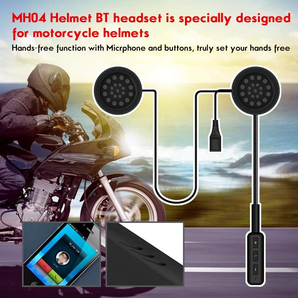 Docooler Motorcycle Helmet Headset BT 5.0+EDR Headphones Wireless Helmet Earphone Hands free with Mic Music Call Control Earphone