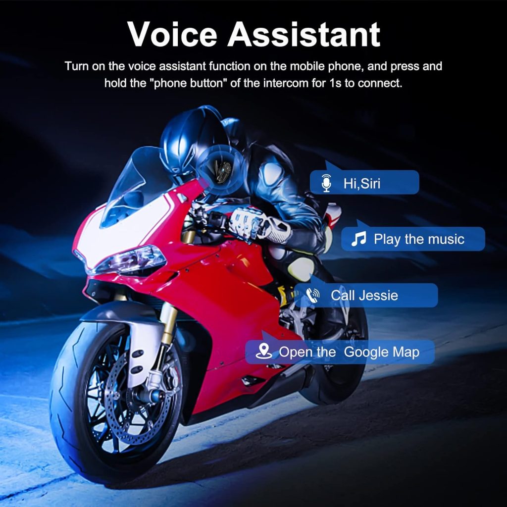 EJEAS Q2 Motorbike Helmet Bluetooth Headset Intercom 2-way Bluetooth 5.1 Motorcycle Communication System 800M Wireless Interphone with Voice Assistant/Noise Cancellation/FM (Q2-2)