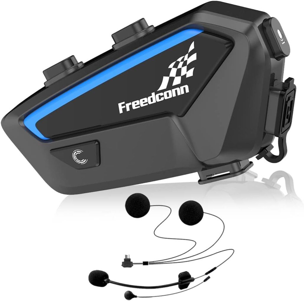 FreedConn FX 10 Riders Motorcycle Bluetooth Headset with Music Sharing, Helmet Bluetooth Intercom with Noise Cancellation/FM Radio/IP67/Ultra-Thin Body, Universal Communication Systems for Motorbike