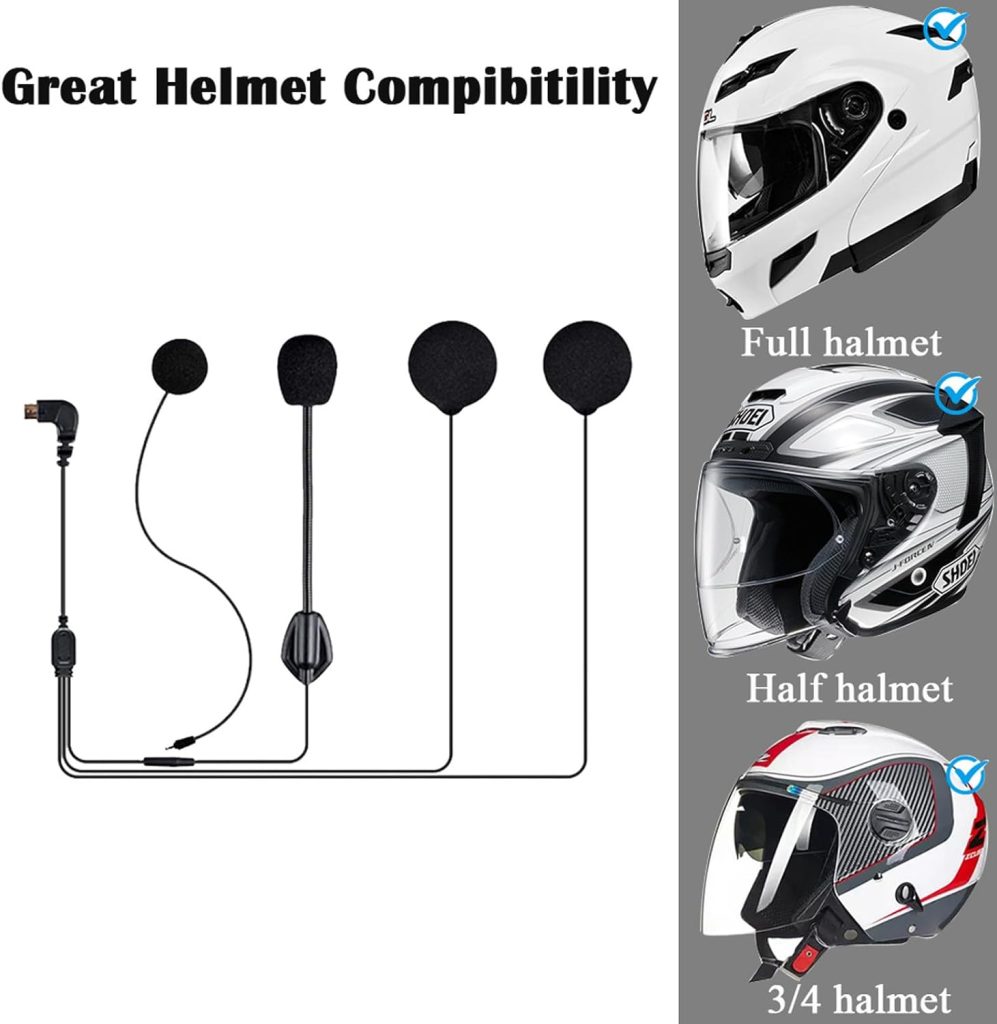 FreedConn Motorcycle helmet bluetooth intercom accessories,motorbike accessories including Microphone Headset  Clip Set,suit new version TCOM VB and TCOM SC TMAX,0.5m,Micro USB interface-5Pin