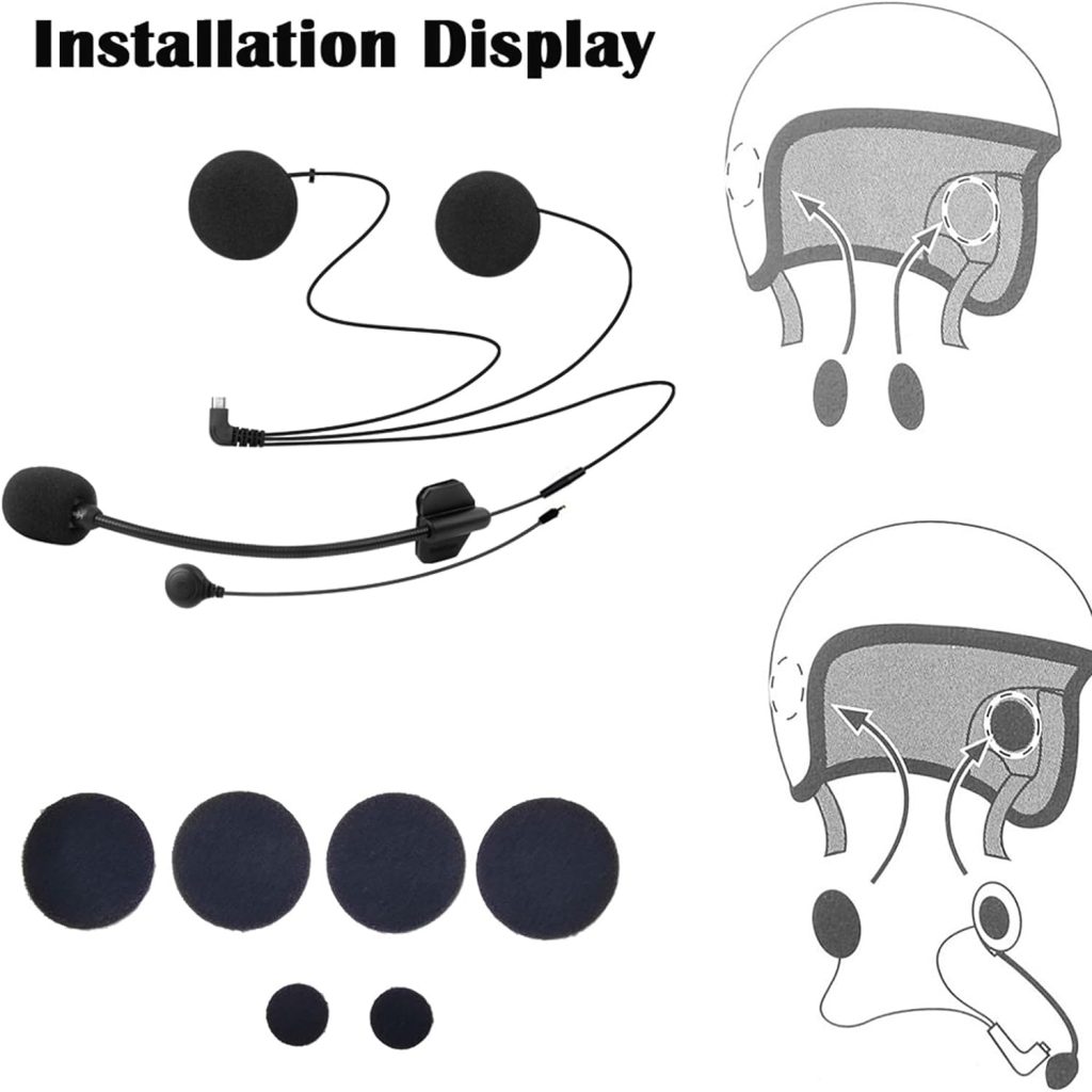 FreedConn Motorcycle helmet bluetooth intercom accessories,motorbike accessories including Microphone Headset  Clip Set,suit new version TCOM VB and TCOM SC TMAX,0.5m,Micro USB interface-5Pin