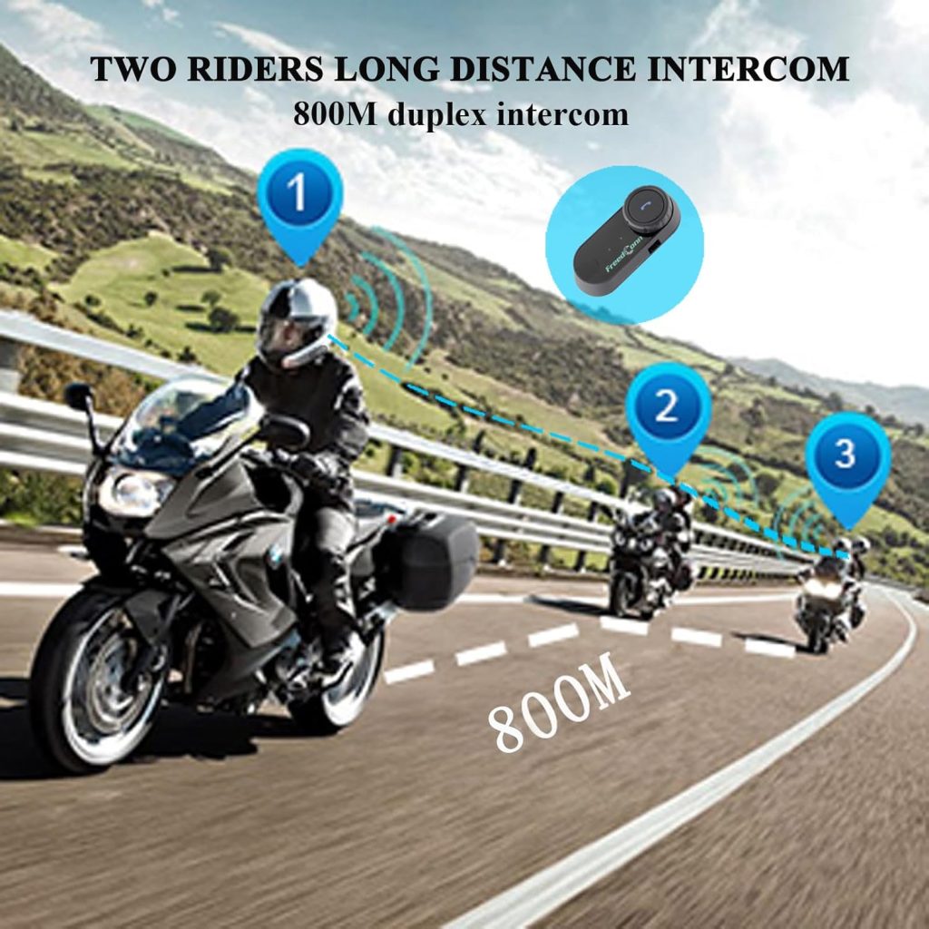 FreedConn Motorcycle Helmet Bluetooth Intercom Interphone Headset headphones Kit, T-COMVB for 2 or 3 riders /MP3 player/GPS/FM radio/Hands Free (1Pack)