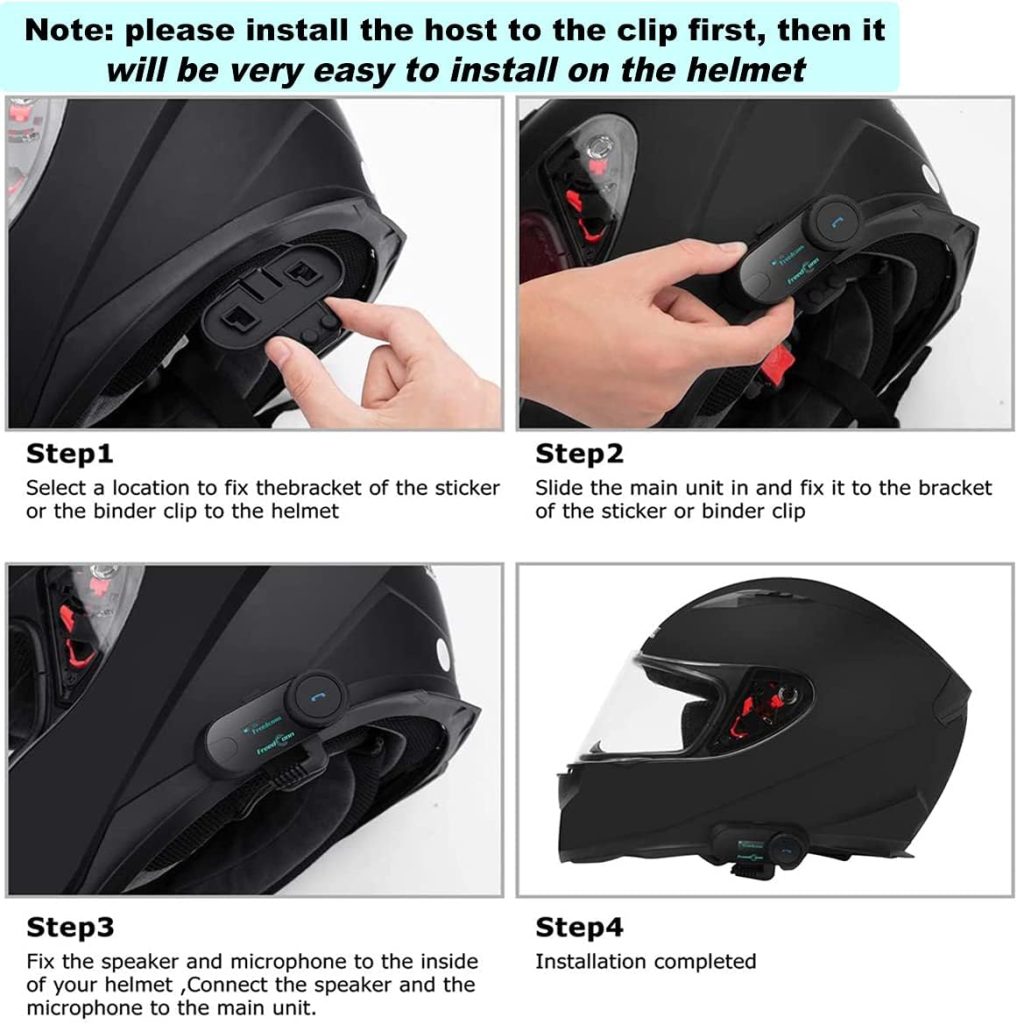 FreedConn Tcom VB Motorcycle Helmet Bluetooth 5.0 Headset Intercom, 2 Way Rider 800M Universal Motorbike Communication System with Music Share, IP65 Waterproof (with Soft + Hard Mic) for All Helmets