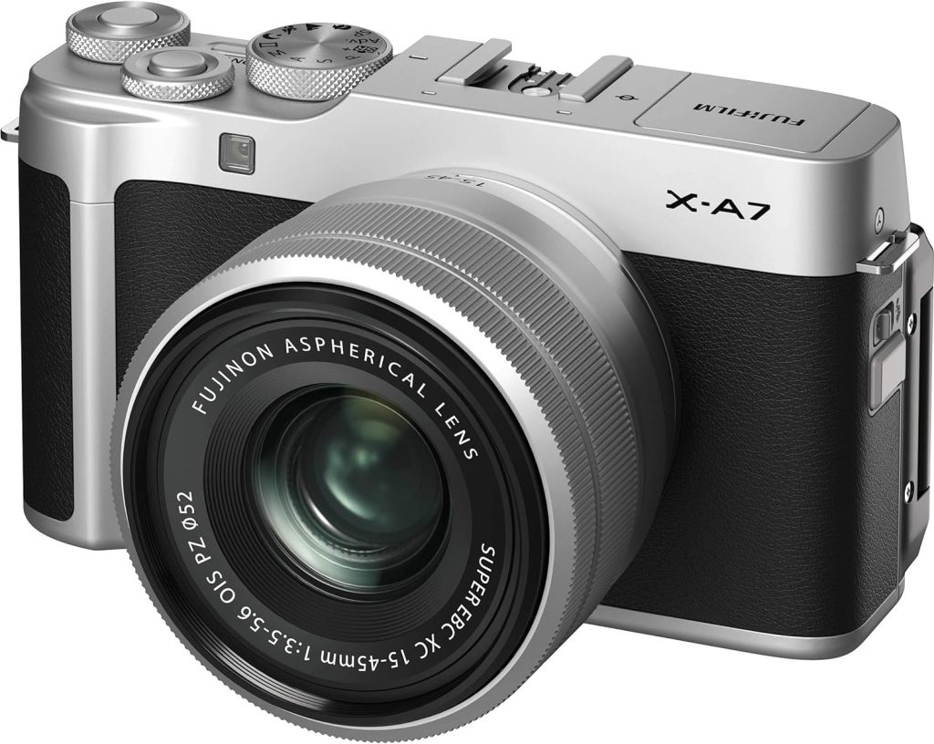 Fujifilm X-A7 Mirrorless Digital Camera w/XC15-45mm F3.5-5.6 OIS PZ Lens, Silver