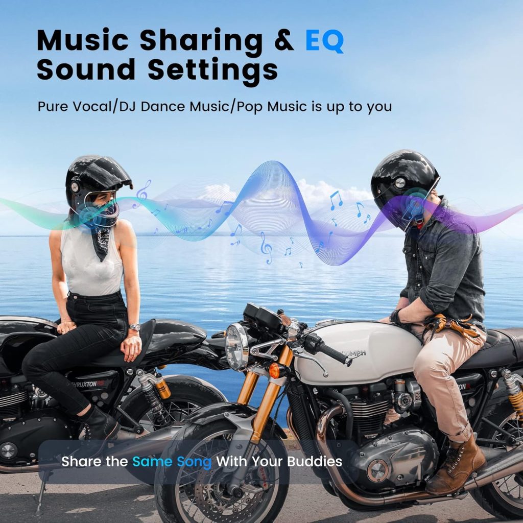 gearelec Motorcycle Bluetooth Headset, [Top Noise-Cancelling] 2-8 Riders Up to 2000M Helmet Bluetooth Headset, Motorbike Intercom with V5.2BT/Music Share/Waterproof/FM