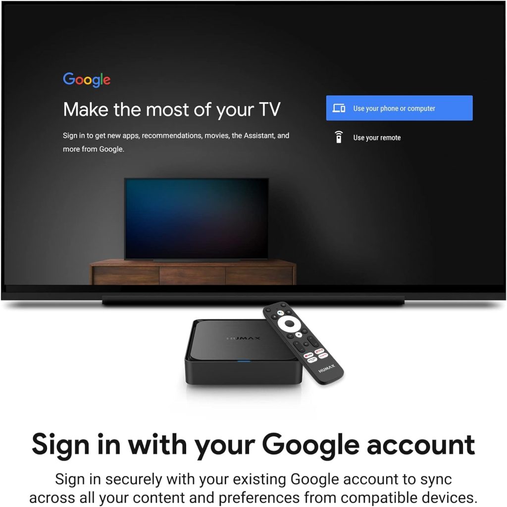 Humax A1 4K Official Android TV 11 Streaming Box with Google Voice Assistant built-in Netflix, Prime Video, Disney+, WiFi 5, Bluetooth, SD Card Slot, USB 3.0, USB 2.0