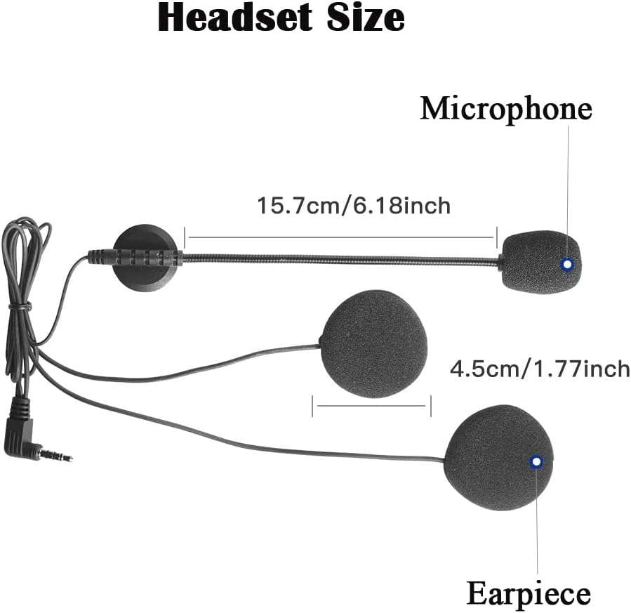 QSPORTPEAK Motorcycle Accessories for V6/V4 Intercom,Microphone Headphone Hard Cable Headset  Clip,3.5mm Stereo Pro Auxiliary Audio Cable,1m,Black