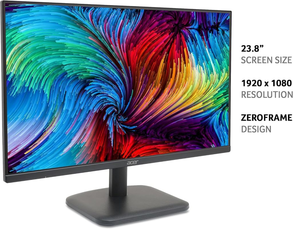 Acer EK241YHbif 24-inch Monitor - VA Panel, 1920 x 1080, 5ms, 100Hz, FreeSync, HDMI, VGA