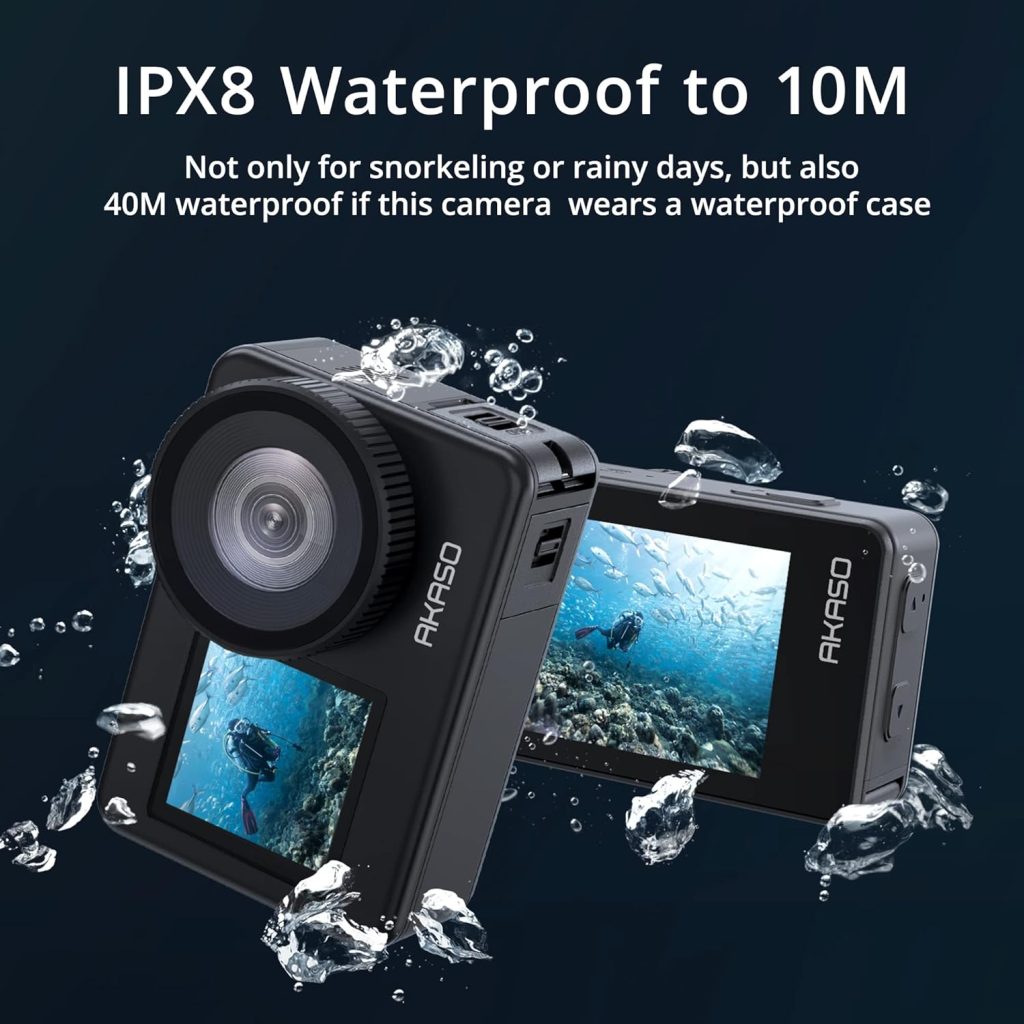 AKASO Brave 7 Action Camera, IPX8 Waterproof Underwater Camera Native 4K 20MP WiFi Cam with Touch Screen EIS 2.0 Zoom Support External Mic Voice Control Vlog Camera