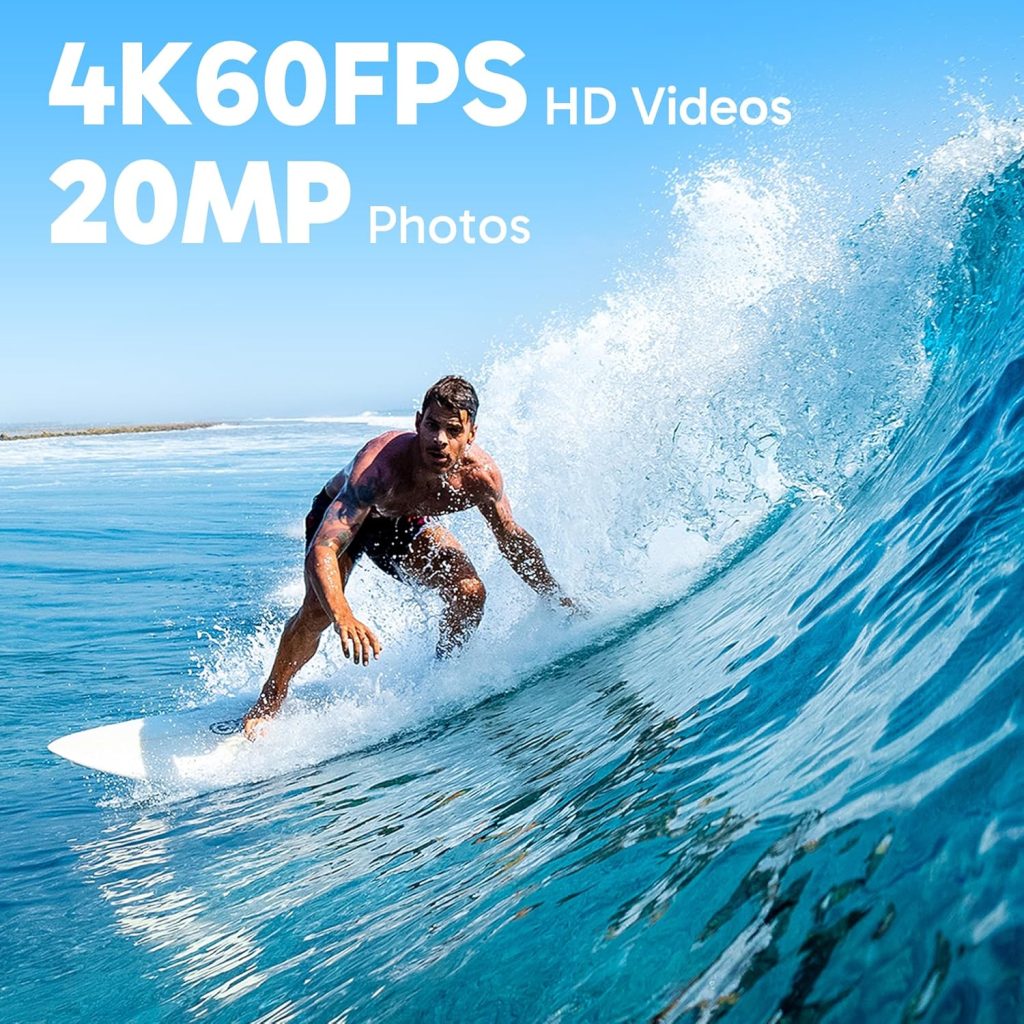 AKASO Brave 8 Lite Waterproof Action Camera - 4K60 Ultra HD Video, 20MP Photos, HDR, Dual Screen, SuperSmooth Stabilization, 8X Slow Motion, 4X ZOOM, Super Wide Angle, and Accessory Kits