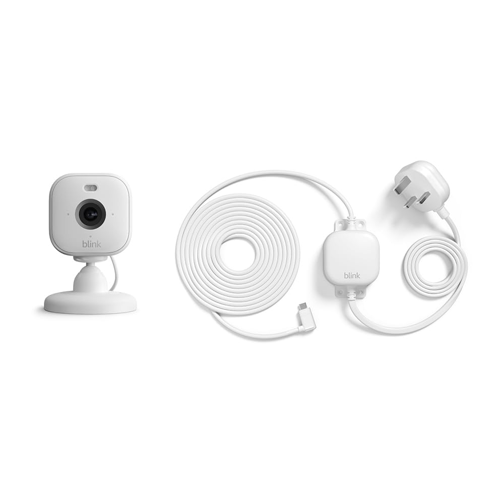 All-New Blink Mini 2 + Weather Resistant Adaptor – Plug-in smart security camera, indoor/outdoor, HD night view in colour, two-way audio, motion detection, works with Alexa (White)