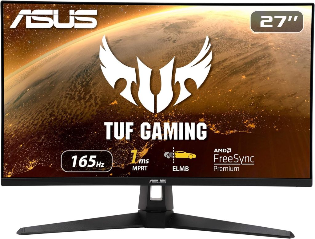 ASUS TUF Gaming VG279Q1A Gaming Monitor –27 inch Full HD (1920x1080), IPS, 165Hz (above 144Hz), Extreme Low Motion Blur, Adaptive-sync, FreeSync Premium, 1ms (MPRT), Black