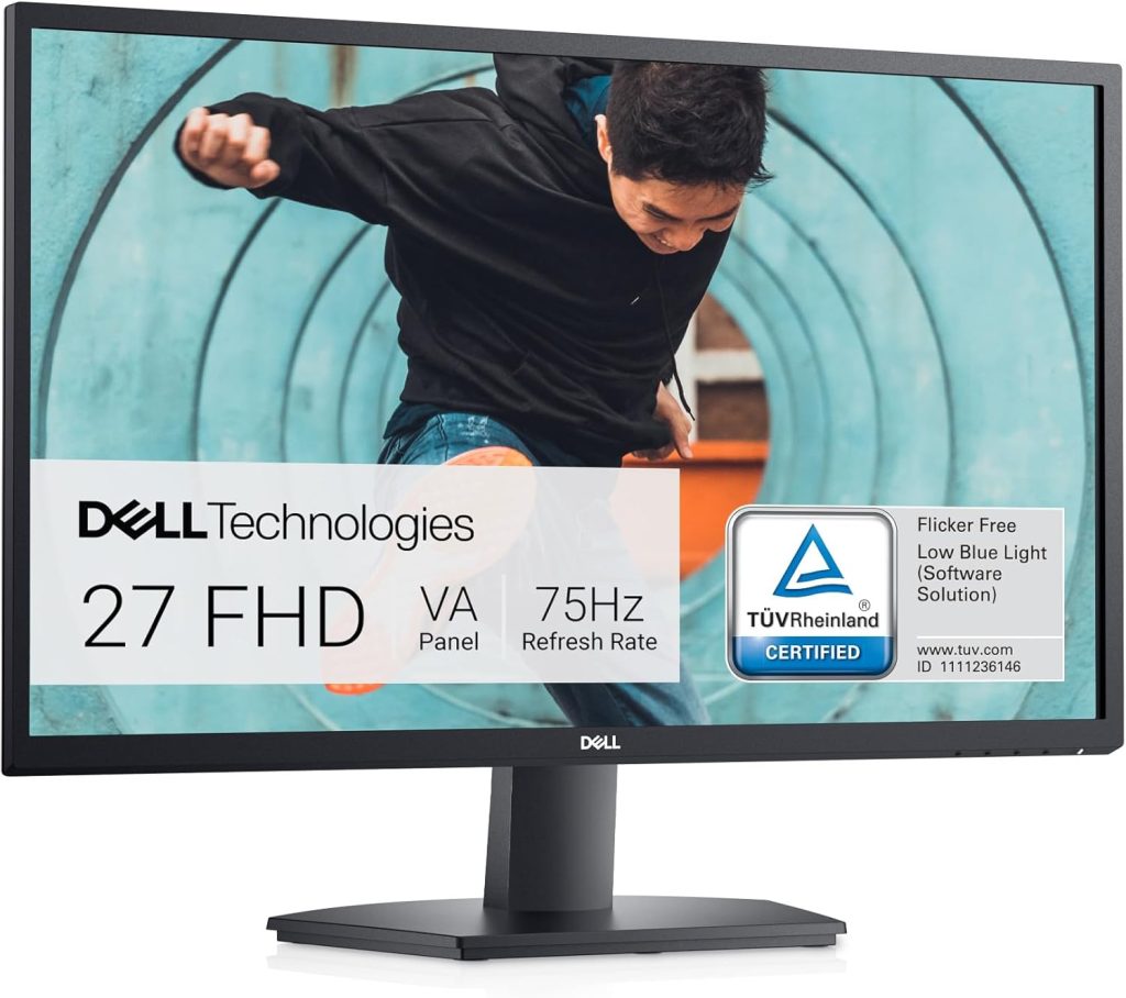 Dell SE2722HX 27 inch Full HD (1920 x 1080) Monitor, 75Hz, VA, 4ms, AMD FreeSync, HDMI, VGA, 3 Year Warranty, Black