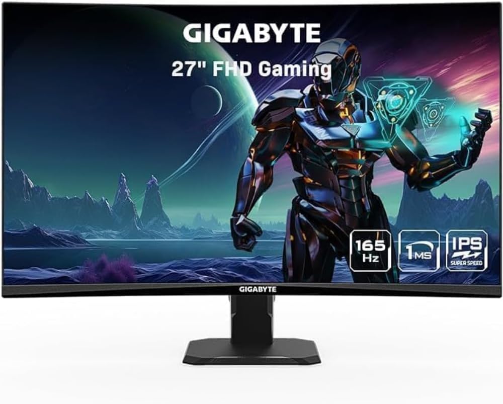 Gigabyte GS27F 27 FHD Gaming Monitor - 1920 x 1080 IPS, 165Hz, 1ms, 300 cd/m2, HDR10, 2 x HDMI, 1 x DP, FreeSync Premium