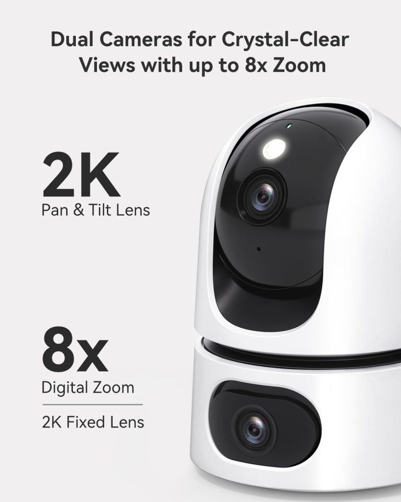 Imou 2-in-1 2K Indoor Security Camera Dual-Lens, House Security Camera 360°Full Coverage, Pet Baby Camera Wi-Fi with APP, Color Night Vision, Human/Pet/Sound/Motion Detection, Siren Spotlight