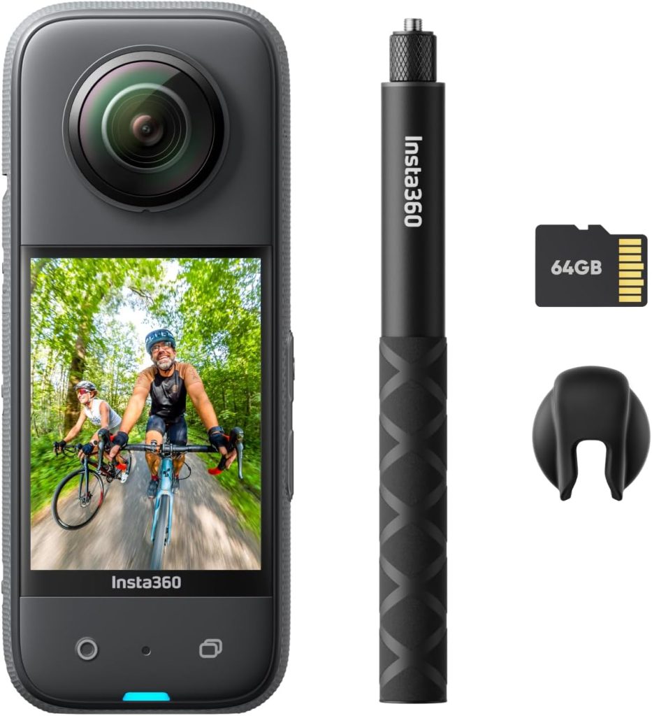 Insta360 X3 Get-Set Bundle - Waterproof 360 Action Camera with 1/2 48MP Sensors, 5.7K 360 Active HDR Video, 72MP 360 Photo, 4K Single-Lens, 60fps Me Mode, Stabilization, 2.29 Touchscreen, AI Editing