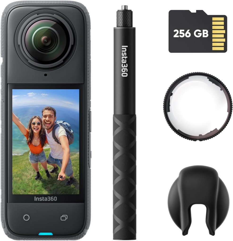 Insta360 X4 Premium Lens Guards Bundle- 8K Waterproof 360 Action Camera, 4K Wide-Angle Video, Invisible Selfie Stick Effect, Removable Lens Guards, 135 Min Battery Life, AI Editing, Stabilization