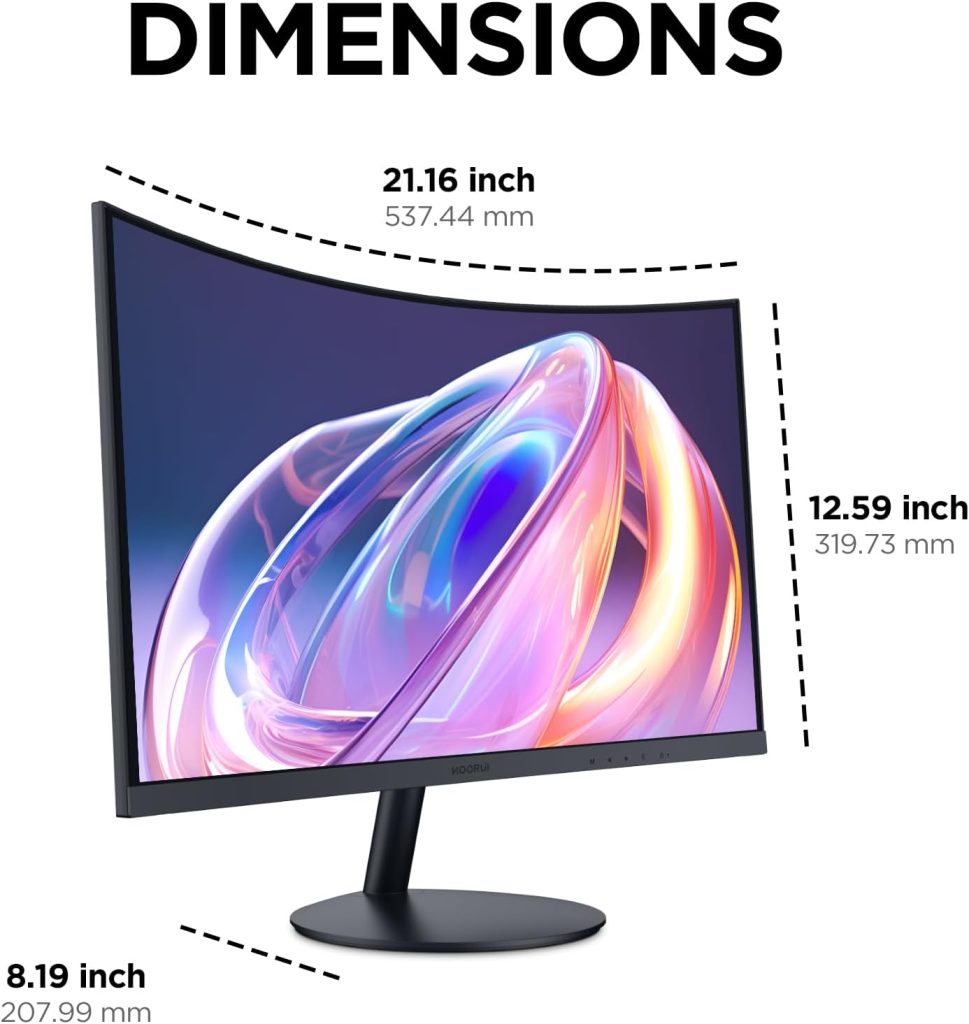 KOORUI 24-Inch Curved Computer Monitor- Full HD 1080P 75Hz Gaming Monitor 1500R Monitor HDMI VGA, Tilt Adjustment, Eye Care, Black