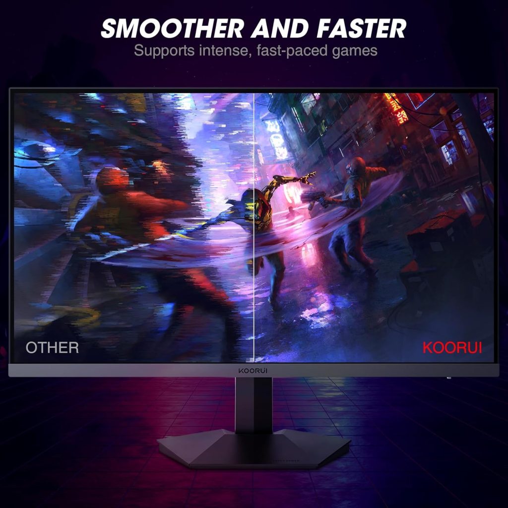 KOORUI 27 Inch Full HD Gaming Monitor 240hz, 1ms, DCI-P3 90% Color Space, FreeSync G-Sync Compatible, (1920 x 1080, HDMI, DisplayPort)