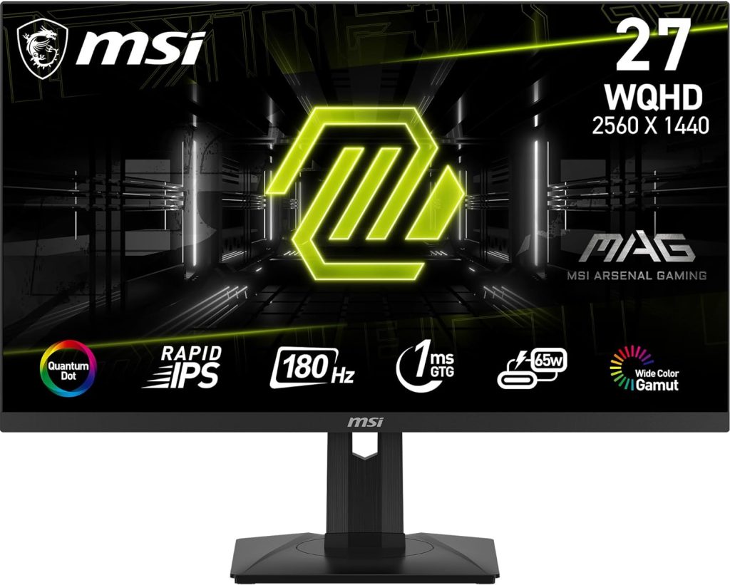 MSI MAG 274QRF QD E2 27 Inch WQHD Gaming Monitor - 2560 x 1440 Rapid IPS Quantum Dot Panel, 180 Hz / 1ms, 120% sRGB Colour Gamut, DisplayHDR 400 - DP 1.4a, HDMI 2.0b, USB Type-C