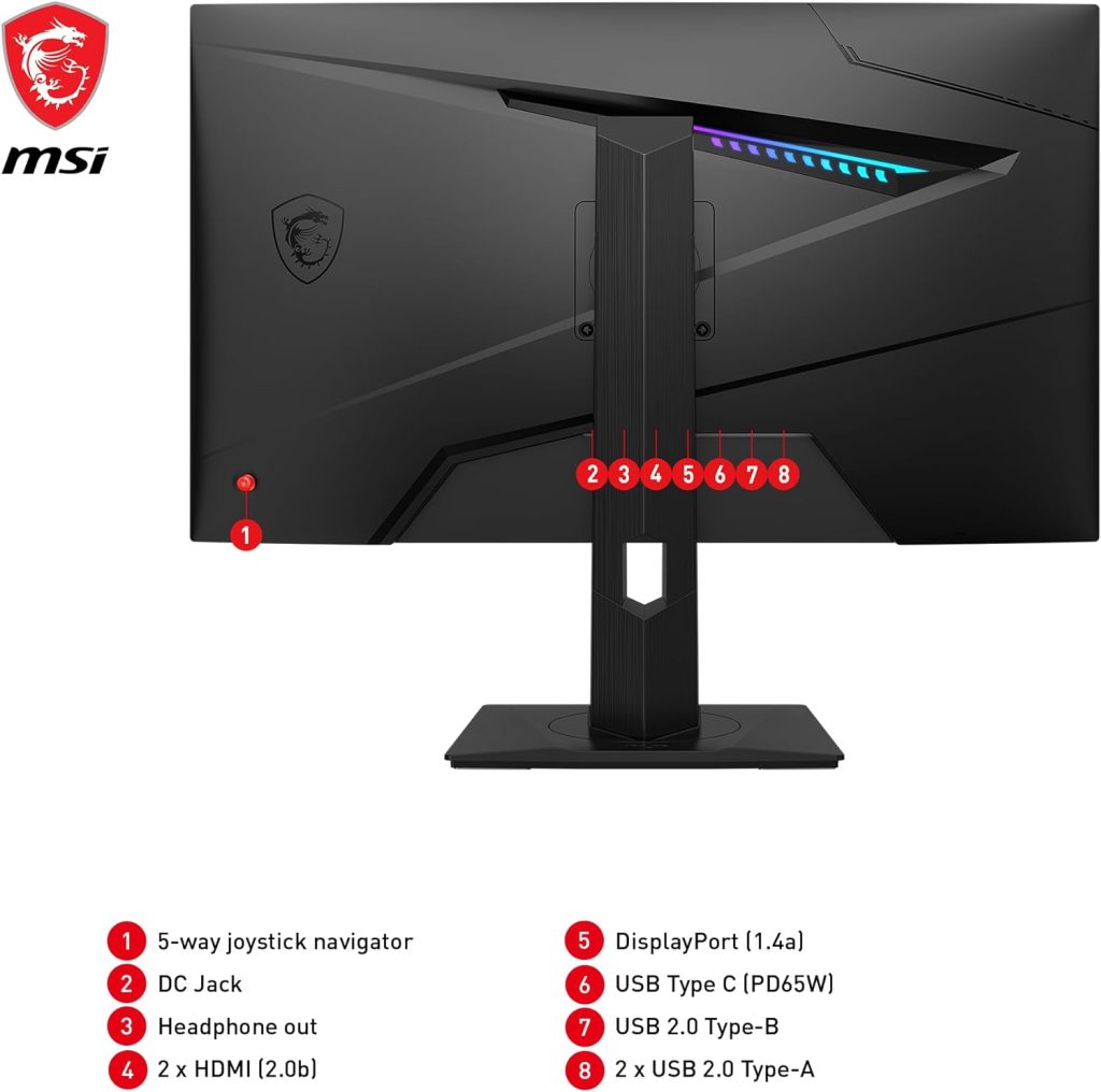 MSI MAG 274QRF QD E2 27 Inch WQHD Gaming Monitor - 2560 x 1440 Rapid IPS Quantum Dot Panel, 180 Hz / 1ms, 120% sRGB Colour Gamut, DisplayHDR 400 - DP 1.4a, HDMI 2.0b, USB Type-C