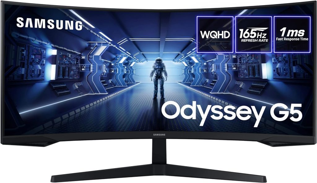 Samsung Odyssey G5 LC34G55TWWRXXU 34 1000R Curved Gaming Monitor - 165Hz, 1ms, 1440p WQHD, Freesync Premium, HDR10, HDMI, Displayport