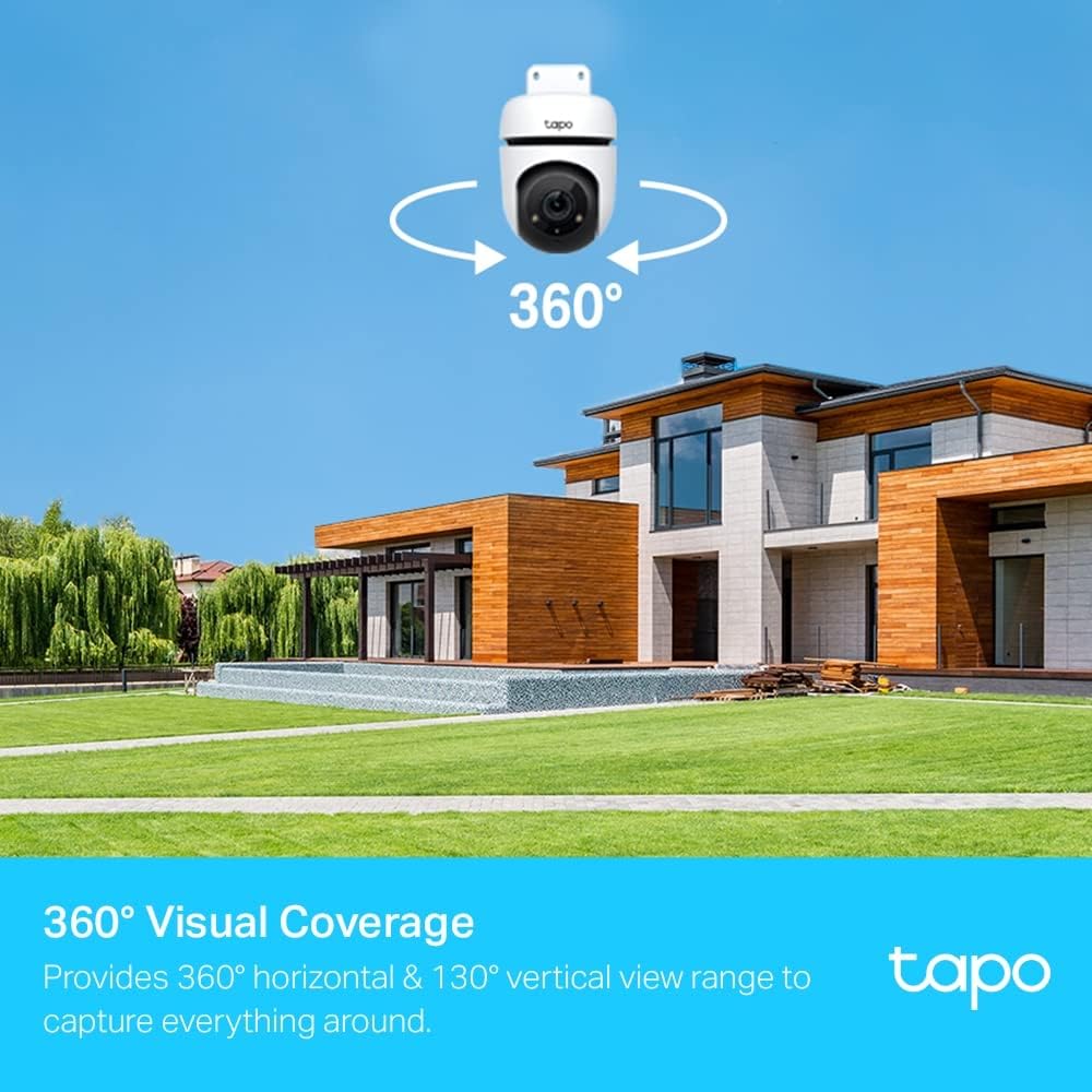 Tapo 1080p Full HD Pan/Tilt WiFi Outdoor Security Camera, 360° Smart Person/Motion Detection, IP65 Weatherproof, Night Vision, Cloud SD Card Storage, Works with Alexa  Google Home (TC40)